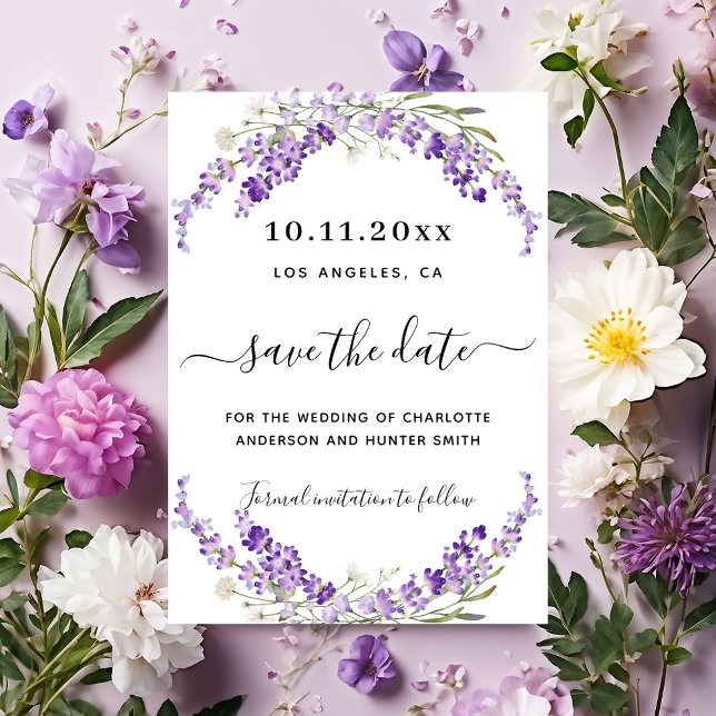 Lavendel florale Hochzeit speichern das Datum Save The Date (Von Creator hochgeladen)