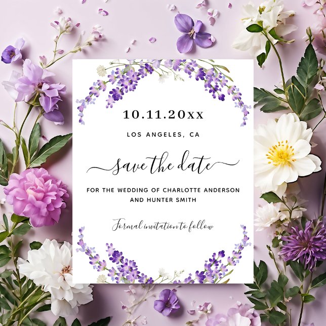 Lavendel Florals Hochzeit speichern Sie die Dattel (Von Creator hochgeladen)