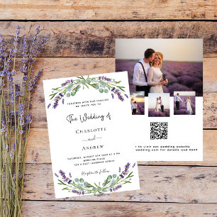 Lavendel Foto Collage QR UAWG Hochzeit Einladung
