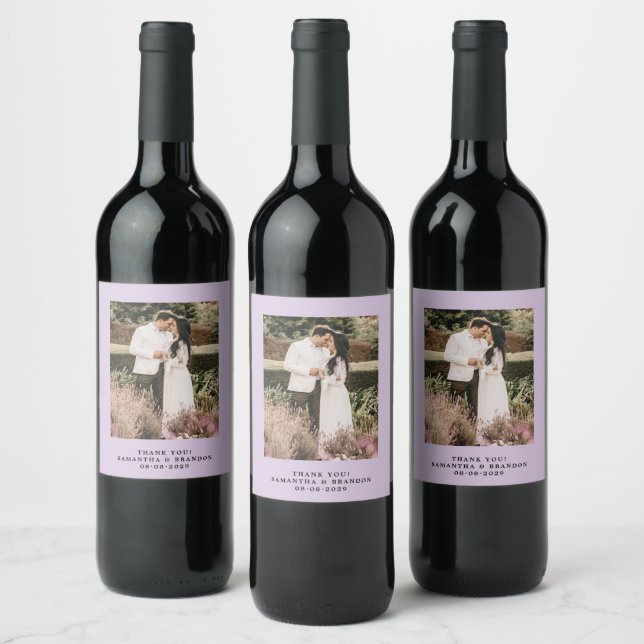 Lavendel Foto Danke Hochzeit Weinetikett (Flaschen)