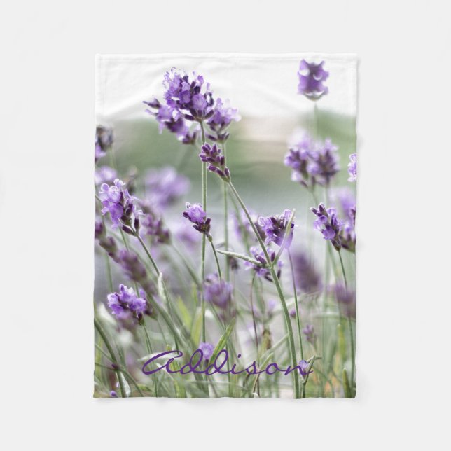 Lavendel-Foto Fleece-Decken mit Namen Fleecedecke (Vorderseite)