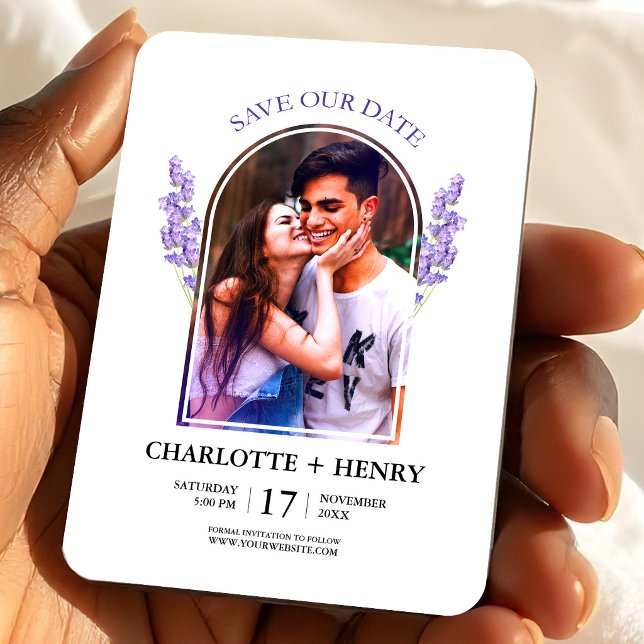 Lavendel Foto Save-the-Date Florale Hochzeit Magnet (Lavender Photo Save the Date Floral Wedding Magnet, Wedding Favors)