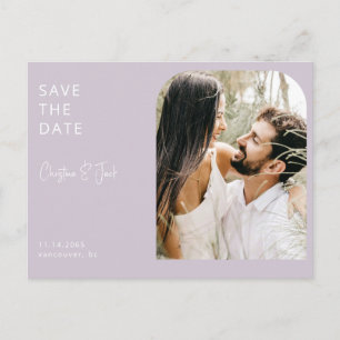 Lavendel-Foto-Torbogen-Hochzeit Bitte vormerken Postkarte