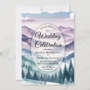 Lavendel-Frost im alpinen Nebel-Hochzeit Einladung