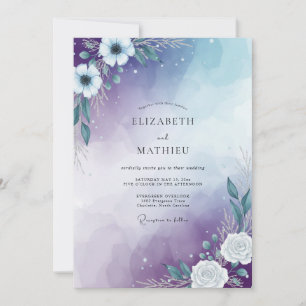 Lavendel Frostige Florale Hochzeit Einladung