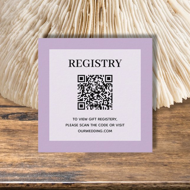 Lavendel für die Hochzeitregistrierung QR Code Begleitkarte (Lavender wedding or bridal shower registry enclosure card with QR Code - 2.5" x 2.5")