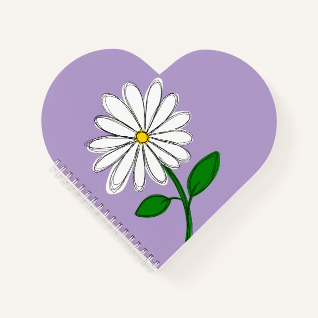 Lavendel-Gänseblümchen-Herz-Notizbuch Notizbuch (Vorderseite)