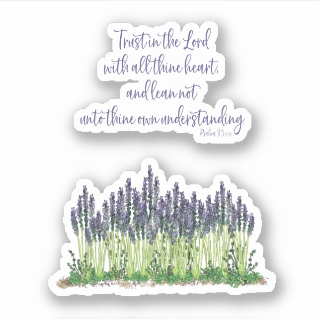 Lavendel Garden Design. Ermutigend Vers. Aufkleber (Vorderseite)