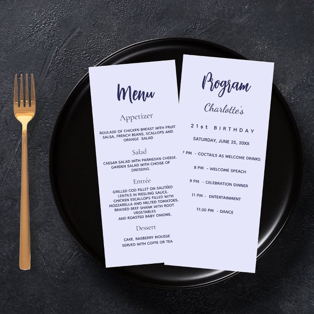 Lavendel Geburtstagsprogramm Dinner Karte Werbekarte (Von Creator hochgeladen)