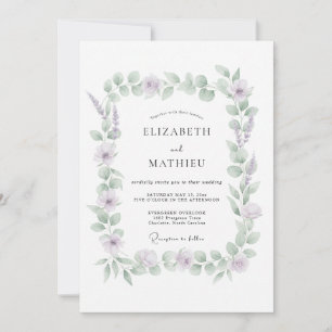 Lavendel-gedämpfte Eukalyptus-Hochzeit Einladung