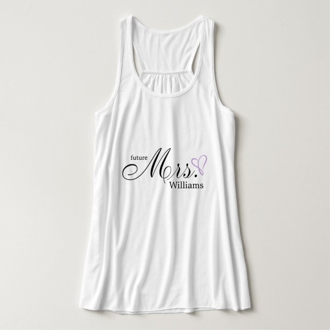 Lavendel gekritzeltes Herz Zukünftige Mrs Tank Top (Design Vorderseite)