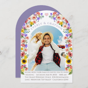 Lavendel & Gelb Elegance Foto Wildblume Einladung