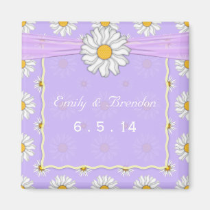 Lavendel Gelbe und Weiße Florale Daisy Hochzeit Magnet