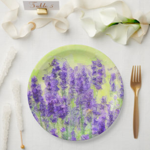 Lavendel Gelbe Wasserfarbenfloral Pappteller