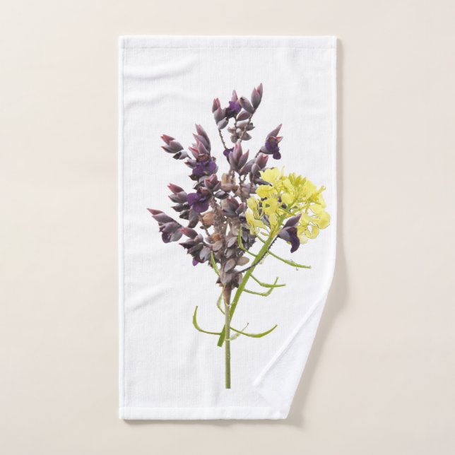 Lavendel & Gelbe Wildblume Botanisches Design Handtuch (Handtuch)