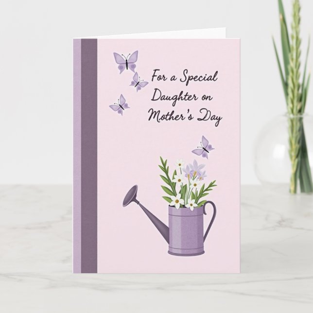 Lavendel-Gießkanne Muttertags-Grußkarte Karte (Vorderseite)