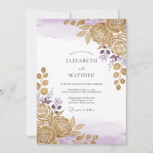 Lavendel Glänzende Romantische Hochzeit Einladung