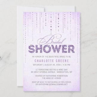 Lavendel Glitzer Aussehen Bridal Dusche Einladung