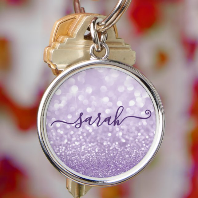 Lavendel Glitzer Personalisiert Schlüsselanhänger (Von Creator hochgeladen)