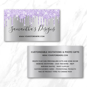 Lavendel Glitzer Tropfen Silver Ombre Online Store Visitenkarte