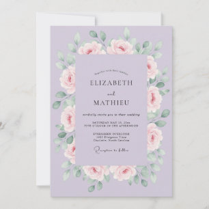 Lavendel-glückliche Florale Hochzeit Einladung