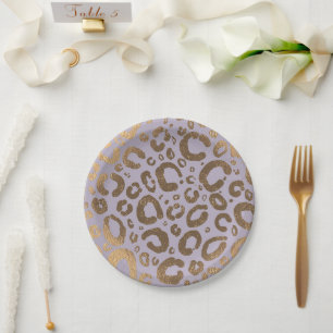 Lavendel Gold Creme Glam Leoparden Druck Baby Show Pappteller