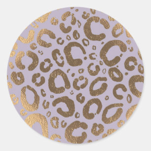 Lavendel-Gold-Creme-Glamour-Leoparden-Druck-Baby-P Runder Aufkleber