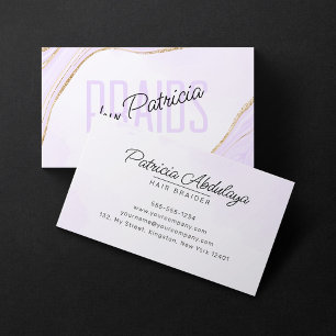 Lavendel-Gold-Glitter-Achat-Haarflecht-Salon Visitenkarte