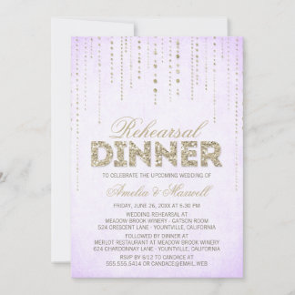 Lavendel & Gold Glitzer Look Probe Dinner Einladung