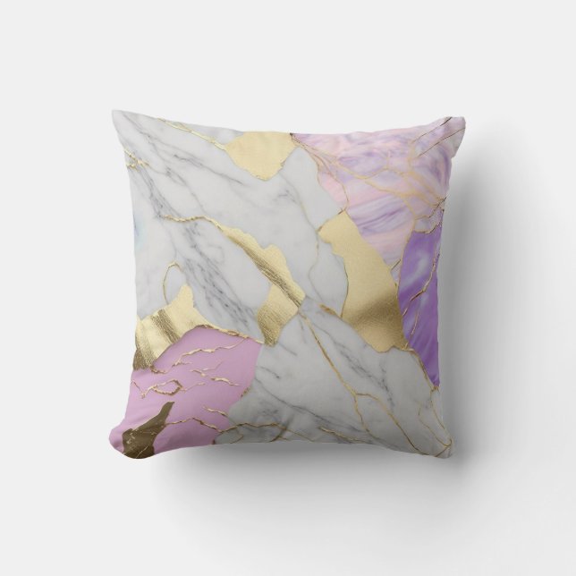 Lavendel & Gold Marmor Luxe Kissen (Vorderseite)