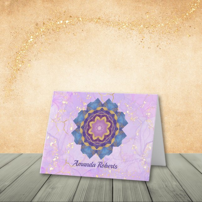 Lavendel, Gold und Blue Abstrakte Mitteilungskarte (Easily personalize with a name or greeting (Thank You, Just a Note, etc.))