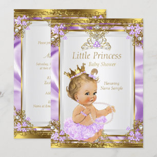 Lavendel Gold Weiße Prinzessin Babyparty Blond Einladung