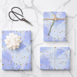 Lavendel Golden Star Geschenkpapier Set