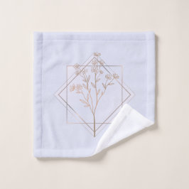 Lavendel grau mit goldfarbenem Blumendesign Badhandtuch Set