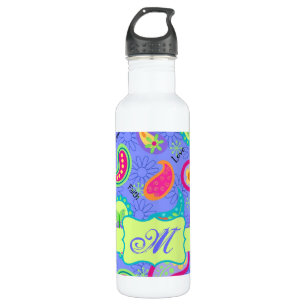 Lavendel Green Modern Paisley Pattern Monogram Trinkflasche