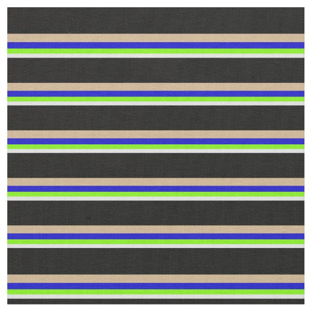 Lavendel, Grün, Blau, Tan und Schwarz Muster Stoff (Nahaufnahme)