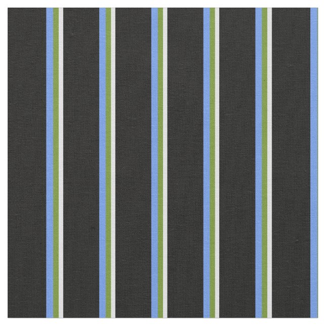 Lavendel, Grün, Cornfllower Blue & Black Lines Stoff (Nahaufnahme)
