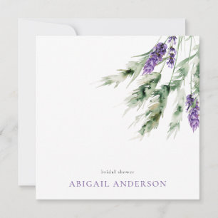 Lavendel & Grün Minimalistische Quadratische Dusch Einladung