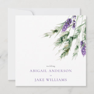 Lavendel & Grün Minimalistische Quadratische Hochz Einladung