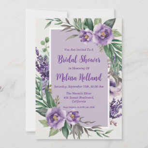 Lavendel-Grün-Purple-Floral-Brautjungfern-Einladun Einladung