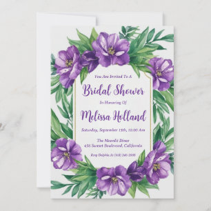 Lavendel-Grün-Purple-Floral-Brautjungfern-Einladun Einladung