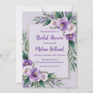 Lavendel-Grün-Purple-Floral-Brautjungfern-Einladun Einladung