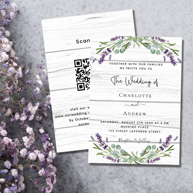 Lavendel Grünholz QR Code Hochzeit Einladung (Von Creator hochgeladen)