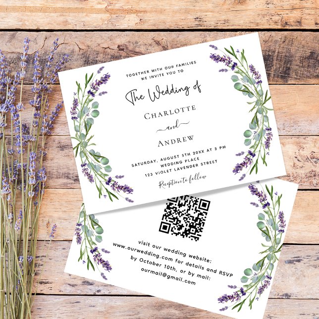 Lavendel Grünpflanzen QR Code UAWG Hochzeit Einladung (Von Creator hochgeladen)