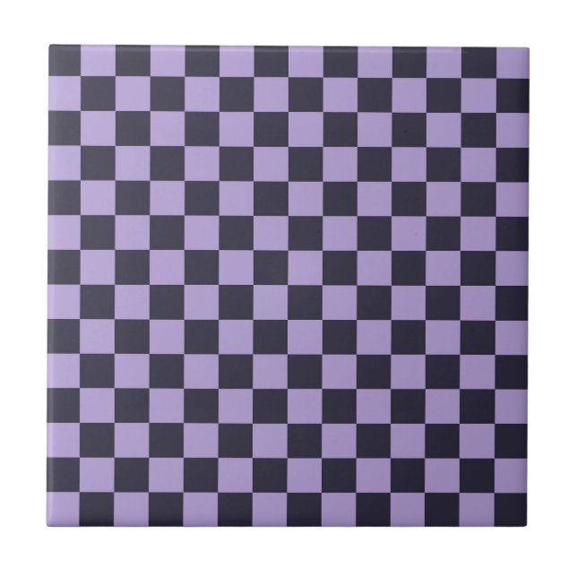 Lavendel-Haze-Schachbrettmuster Fliese (Vorderseite)