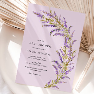 Lavendel Herbst Blütenwasser-Babydusche Einladung