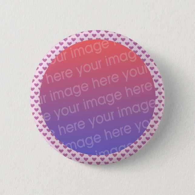 Lavendel-Herzen-Fotorahmen Button (Vorderseite)