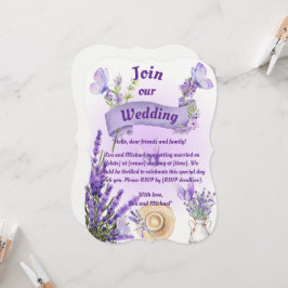 Lavendel-Hochzeitseinladung Einladung