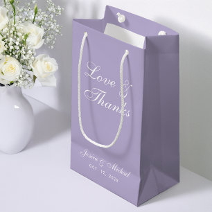 Lavendel-Hochzeitsskript Liebe Danke Einfaches Lil Kleine Geschenktüte