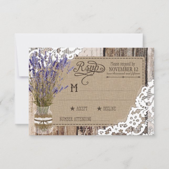 Lavendel-Holz-Rustikale RSVP-Karte RSVP Karte (Vorderseite)